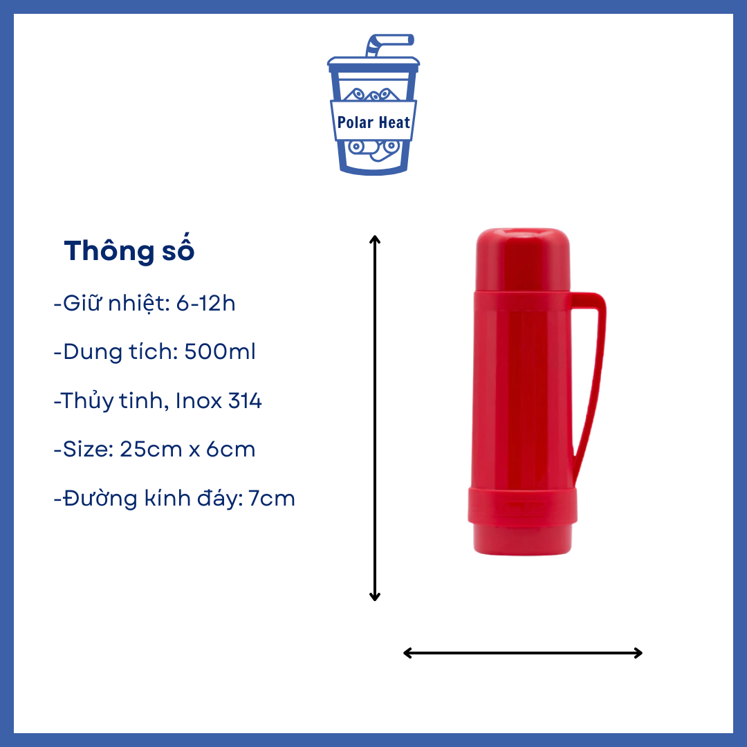 Thông Số Của Bình Giữ Nhiệt Thủy Tinh 0,5L Polar Heat