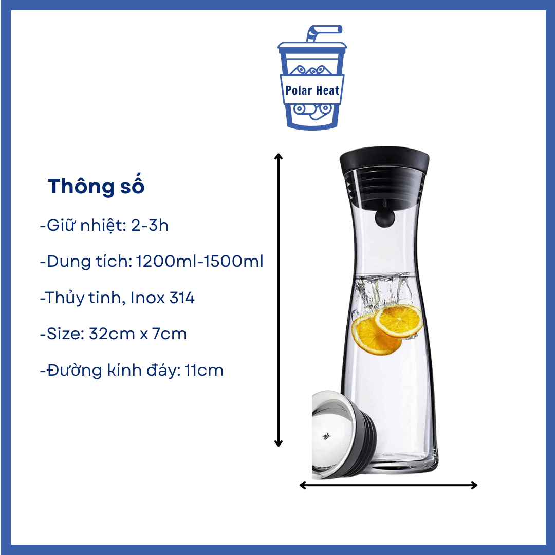 Dáng cao cổ thắt tạo nên đường cong mềm mại Của Bình Polar Heat