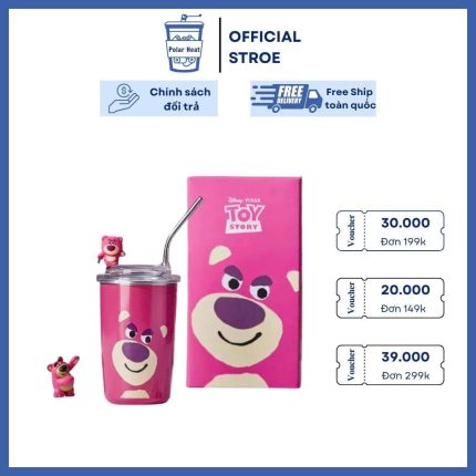 Cốc giữ nhiệt gấu dâu cute Polar Heat 450ml